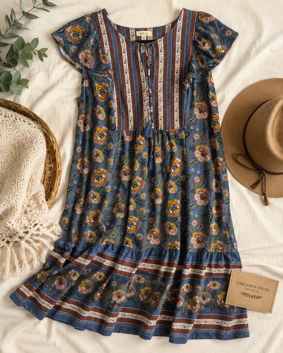 Matilda Jane Dresses & Skirts - Matilda Jane Heart to Heart Pasture Floral Dress Women’s Medium Blue Boho